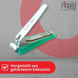 Nippes Nail Clippers for Toenails and Fingernails with Nail Catcher 6 cm Toenail Clippers Nail Care Clippers Nail Clippers Makes it Easier to Shorten Strong and Firm Nails Green