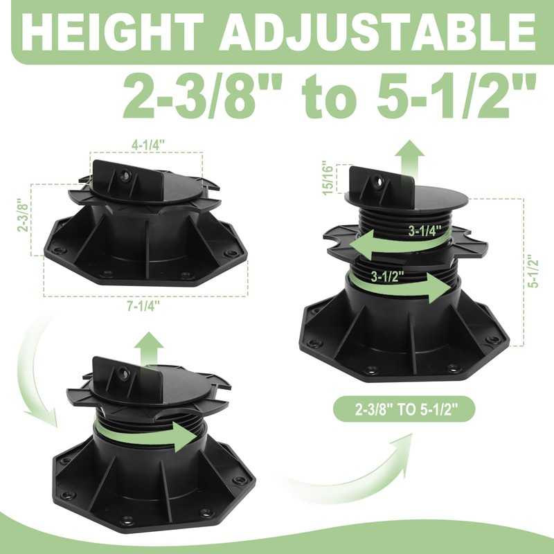 Adjustable Deck Support Pedestal, 10Pack Deck Foundation Support Base for