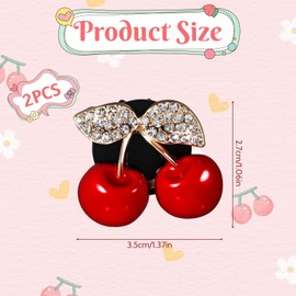 2 Pcs Cherry Car Air Vent Freshener Perfume Clip Cherry Shaped Crystal Air-Freshener Vent Clips Rhinestone Car Air-Outlet Fragrance Perfume Clips-Fresheners for Women Girls