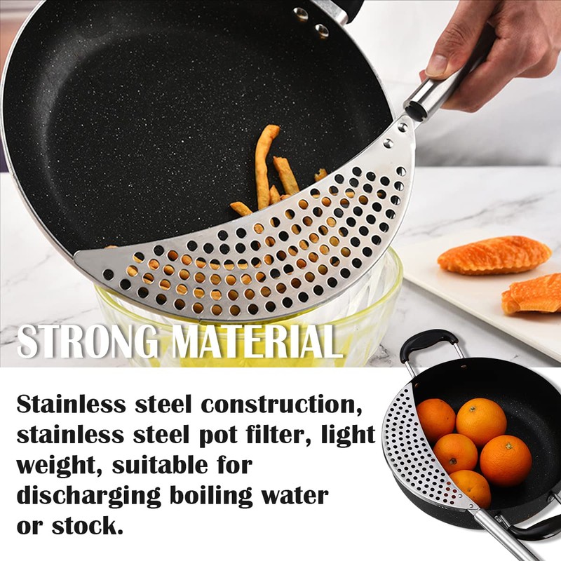 DOERDO Pasta Strainer with Handle, Handheld Stainless Steel Pasta Strainer