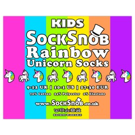 Girls 3 Pack Cute Rainbow Unicorn Socks | Sock Snob | Size 9-12/12-3 (9-12, Rainbow)