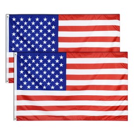 2 x USA Flag, 90 x 150 cm, American Flag with Brass Eyelets, Weatherproof, Colourfast, United States of America Flag for Football World Cup 2022, Decoration, Outdoor/Indoor