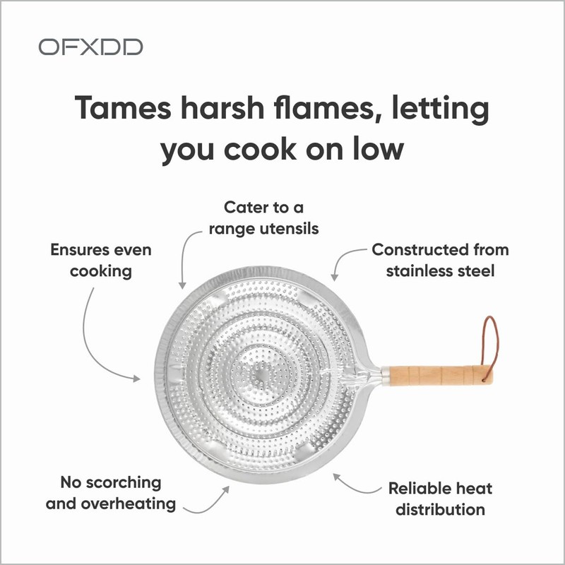 Heat Diffuser for Gas Stove - Flame Spreader with Wooden