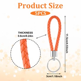 BOHUIZ 5Pcs Braided Leather Keychain, Handwoven Keyring Straps for Men and Women with Metal Key Fob and Keyring for Home, Office, Car Keys, Bags, and Wallets