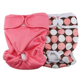 Hanyi Washable Nappies for Dogs, Durable Nappies for Dogs, Premium Nappies for Female Dogs (2 Nappies A, XS)