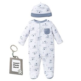Little Me Footed Sleeper Sleep N Play Pajamas Puppy Toile White Newborn Blue Puppy