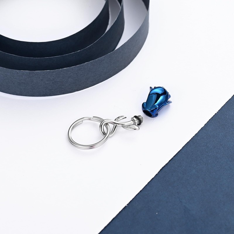 constantlife Rose Flower Urn Keychain Cremation Jewelry for Ashes, Stainless