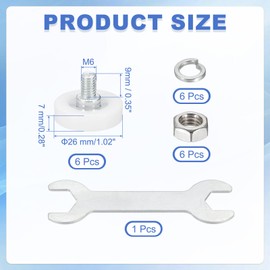 uxcell 26 mm Drawer Rollers Wheel Cabinet Positioning Sliding with Screw Washer Wrench for File Document Cabinets DIY Replacement Parts White, 6 Pcs