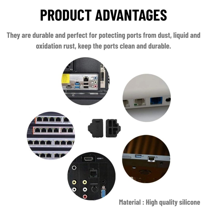 FirSea 10Pcs Ethernet Dust Cover, RJ45 Anti-Dust Silicone Plugs Protector