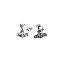 NKlaus PAAR 925 STERLING SILVER Celtic Gothic Stud Earrings Aries Thorshammer 7187