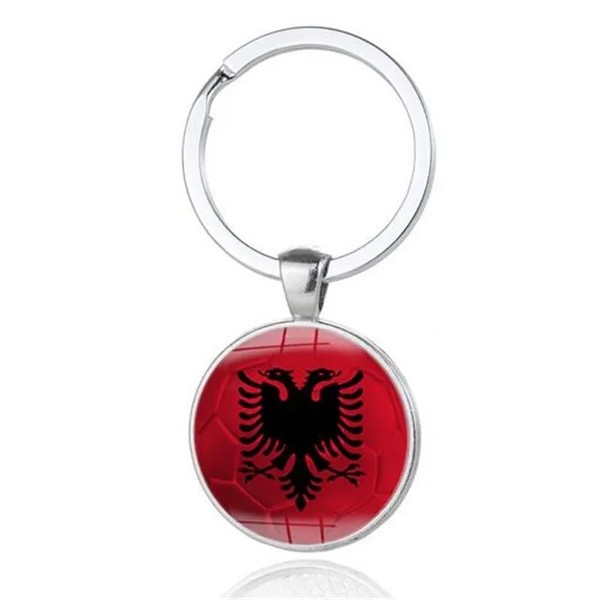 Art Attack Albanian Flag Soccer Keychain, Albania Red and Blacks