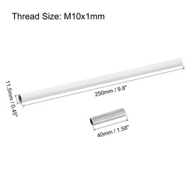 sourcing map Set of 2 Extension Rod Set M10 9.8 Inch Union Nut with Threaded Pipe White