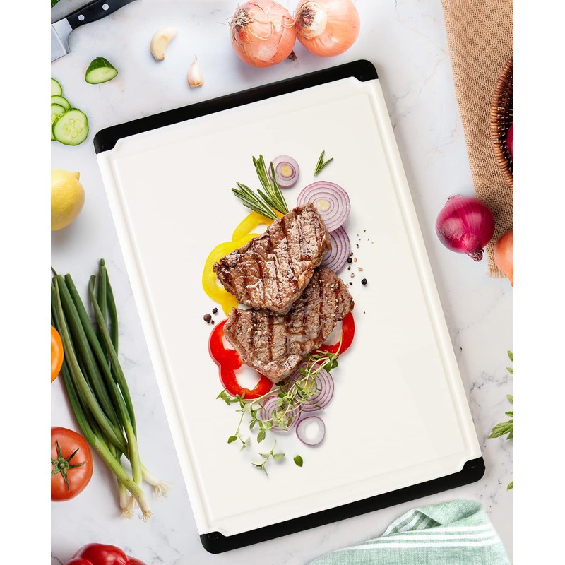 Large Cutting Board for Kitchen - 18x12 Inch Plastic Cutting