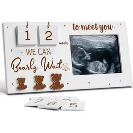 Marco de Foto de Ecografía para Bebé, Fotos de Recuerdo de Embarazo, Marco de Ultrasonido con Semanas de Cuenta Regresiva de Bebé, Esperando Que Los Padres Sean Regalos Únicos y Mujeres Embarazadas