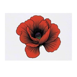 'Red Poppy Flower' Temporary Tattoo - Water Resistant, Skin-Safe, Non-Toxic Transfer (TO00077847)