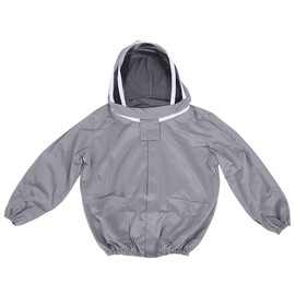 Beekeeping Protective Veil Jacket Bee Suit Smock with Double Zippers Beekeeper Accessory (Grey)