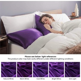 Satin Pillowcase for Hair and Skin Silk Pillow Case 2 Pack, Standard, Queen, and King Size, Slip Cooling Set of 2 with Envelope Enclosure