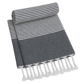 Heré Mood 100% Recycled Cotton Hammam Towel, 90 x 170 cm, Beach Towel, Sauna Towel, Bath Towel, Absorbent & Quick Drying Sauna Towel, Set of 1/2, Prewashed, Large and Light (2, Black)