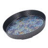 Small Tea Tray Complex Pattern Round Alloy Decorative Tea Serving