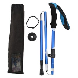 Collapsible Lightweight Aluminum Pole Hiking Stick Cane for Trekking Mountaineering FoldableLong(for Man)-Blue