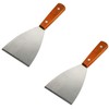 Stainless Steel Grill Scraper 2PCS, with Wooden Handle, Slant Edge,