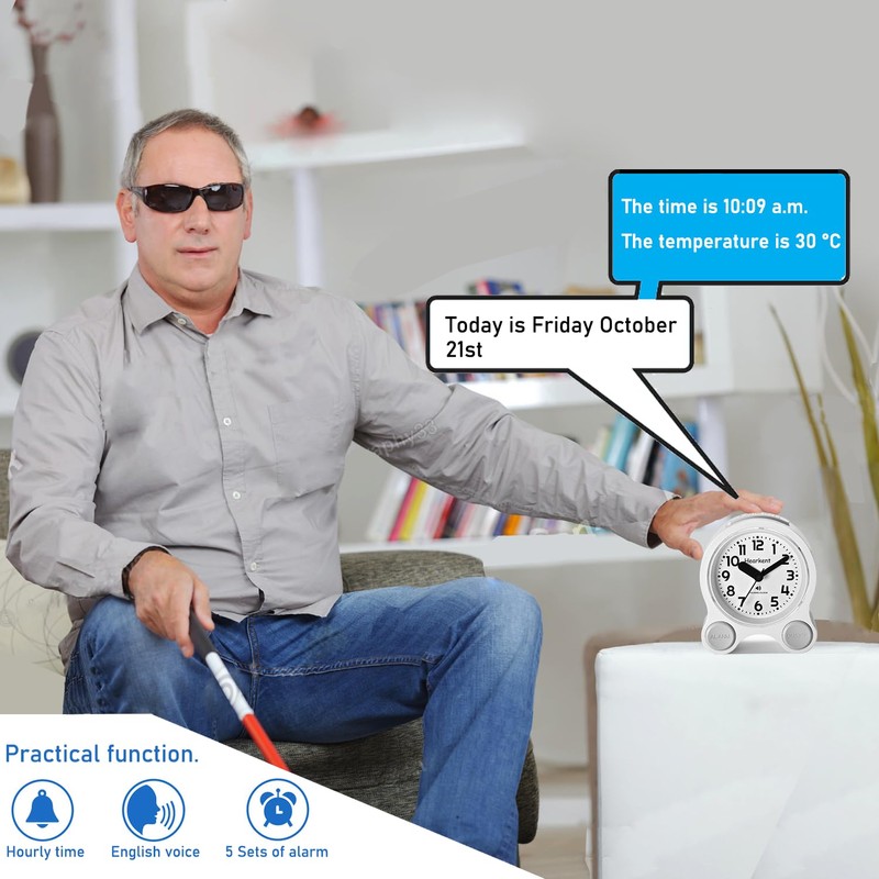Hearkent Talking Clock for Elderly, Blind, Visually Impaired, English Voice