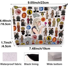 BWWKTOP Thrones Game Makeup Bag Daenerys Fans Gifts Eddard Zipper Pouch Bag Stark & Targaryen Gift House Stark Merch(Thrones Game)