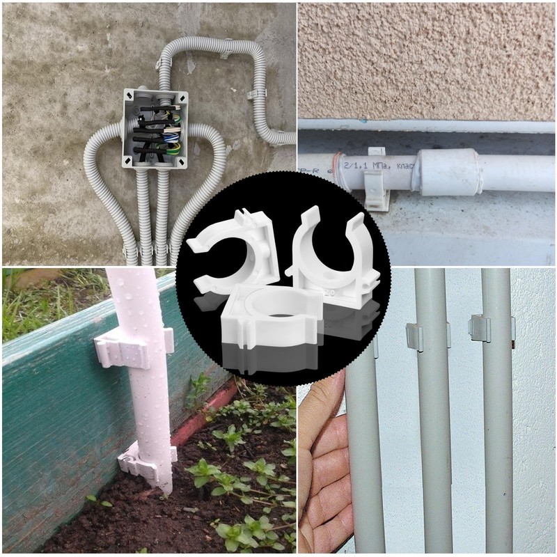 SWTYExt Pack of 60 Clamp 20 mm Pipe Holder White