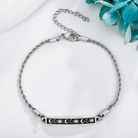 NIFUNAO Sun and Moon Bracelets for Women 925 Sterling Silver Sun and Moon Inspirational Bracelets Womens Bracelets for Mother Mom Wife