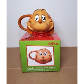 Vandor Dr. Seuss The Grinch Who Stole Christmas Pet MAX Dog 3D Head Ceramic Mug Cup NEW