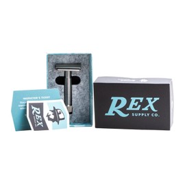 Rex Supply Co. Sentry Slant Three-Piece Stainless Steel Double-Edge | Premium Slant Safety Razor for Close, Comfortable Shave | Durable 316L Stainless Steel Wet Shaving Tool for Men