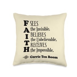 End Times Christian Apparel and Gifts Faith Quote, Corrie Ten Boom Throw Pillow, 16x16, Multicolor
