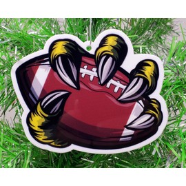 Football Ornament - Monster Hand Wrapped Around Football Christmas Ornament (F14)
