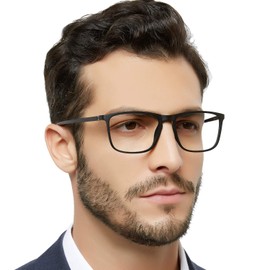 OCCI CHIARI Reading Glasses Men's Rectangle Reader Durable Spring Hinge 1.0 1.25 1.5 1.75 2.0 2.25 2.5 2.75 3.0 3.5(Black 250)