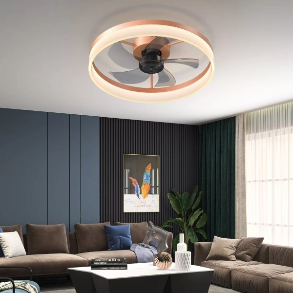 Arlgsite 20 Inch Modern Brown Fan Lights LED Ceiling Light