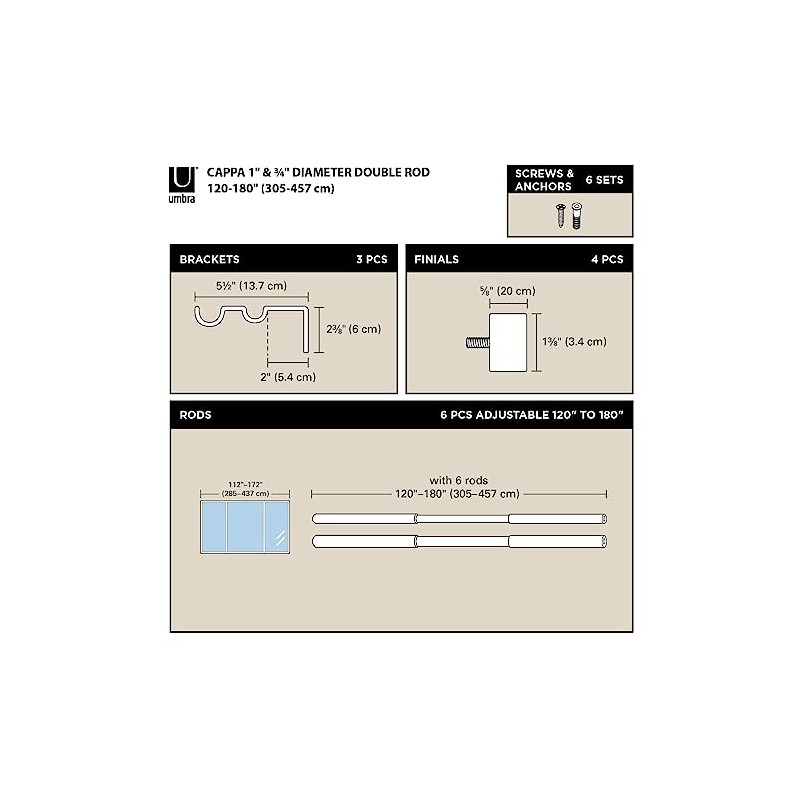Umbra Cappa Cortinero Doble Ajustable