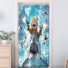 Funny Cat Shower Curtain for Kids, Cute Kitten Riding Shark