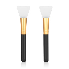 WLLHYF 2 PCS Silicone Face Mask Brushes, Facial Mud Mask Beauty Tool Applicator Brush Soft Hairless Body Lotion Moisturizers Applicator Sector Brush Makeup Tools For Women Girls (Black)