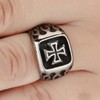 Stainless Steel Crusade Cross Biker Ring (Silver, Z+1)