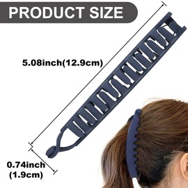 Winsyison 3pcs Banana Hair Clips, Non-Slip Large Hairstyle Claws for Women, Vintage 90s Double Combs Hairpin Accessories for Thick Thin Fine Curly Straight Long Hair- Dark Blue & Blue & Skin Color