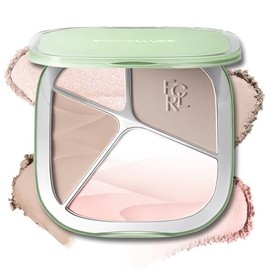 FOCALLURE Paleta de resaltadores y contornos, polvo de contorno facial todo en uno con resaltador degradado y sombra mate, maquillaje radiante 3D natu