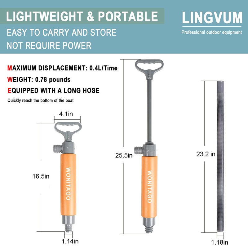 LINGVUM Bilge Pump for Kayak Canoe and Boat - 17