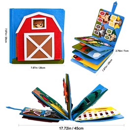 kukelen Quiet Book,Busy Book for Kids-3D Busy Book Felt Board for Toddlers Farm Themes Preschool Daily Life Storytelling Early Learning Interactive Play Kit Learning Sensory Story Book Farm Skill