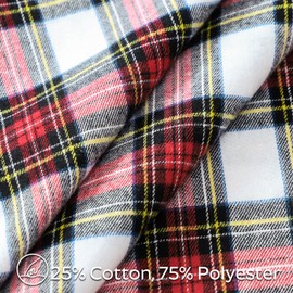 OTOSTAR Pack of 2 Christmas Scottish Plaid Throw Pillow Covers Decorative Linen Check Tartan Square Pillow Covers with Stitched Edge for Sofa Couch Bed Farmhouse Home Decor 24x24 Inches, White