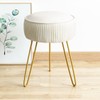 LUE BONA Pleated Vanity Stool, Velvet Upholstered Vanity Stool for