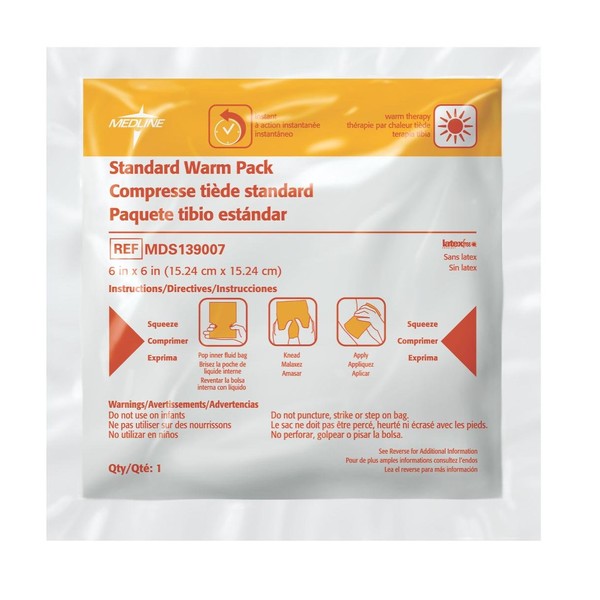 Medline Instant Warm Pack, Disposable, 6" x 6" (Pack of 36)