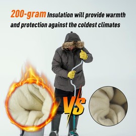 HANDLANDY Winter Leather Work Gloves, Fleece Lined Thermal Gardening Gloves Heavy Duty Thorn Proof Garden Gloves Cold Working Drivers Gloves for Men & Women Small