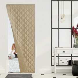 NICETOWN Thermal Insulated Door Curtain Storm Wind Insulation Curtian Temporary Door Anti Energy Loss Reduce Noise Window Shade for Garage Patio Kitchen, 38W x 82L Inch, Taupe, 1 Panel