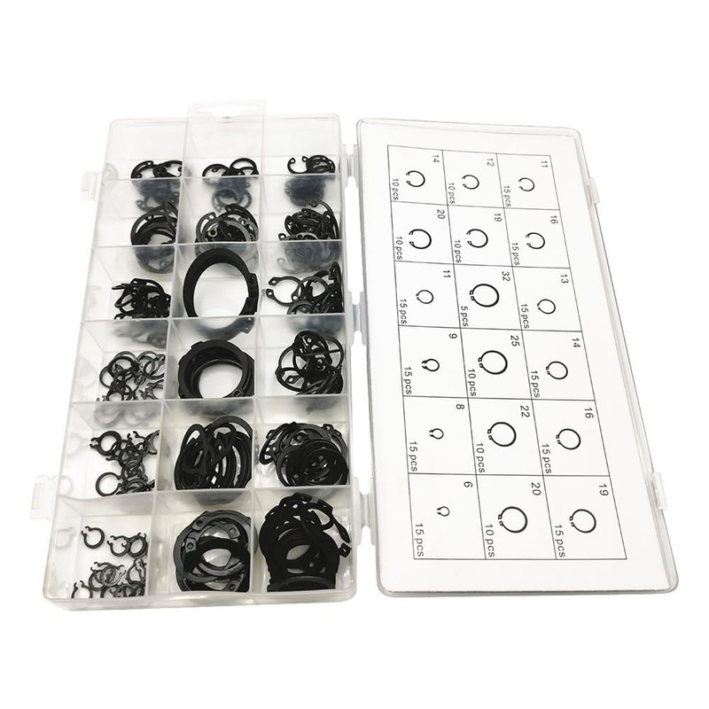 Snap Ring, C Clip, 225 Pieces, 18 Types, M6-M32, C-Shape,