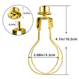 Lamp Shade Light Bulb Clip Adapter, 2 Pack Clip on Lampshade Adapter Includes Finial and Lampshade Levellers to Keep Lamp Shade in Place, Lamp Shade Holder for Clip On Light Bulbs (Brass)